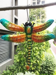 1入組蜻蜓設計隨機色花園裝飾用品彩色鐵家居飾品適用於家庭裝飾 - 彩色 - 查看 2