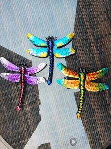 1入組蜻蜓設計隨機色花園裝飾用品彩色鐵家居飾品適用於家庭裝飾 - 彩色 - 查看 3