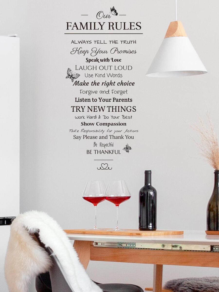 標語圖案牆黑色自粘掛畫適用於家庭 - 黑色 - 查看 1