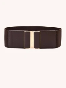 1pc Random Color Solid Plus Sized Elastic Belt - Chocolate Brown - View 2
