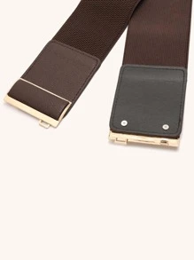 1pc Random Color Solid Plus Sized Elastic Belt - Chocolate Brown - View 5