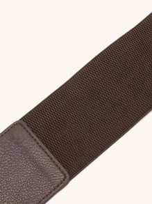 1pc Random Color Solid Plus Sized Elastic Belt - Chocolate Brown - View 6