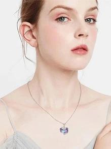 1 pièce Exquise décoration de strass Collier pendentif cœur et dragon occidental pour femmes pour la décoration quotidienne de la Saint-Valentin