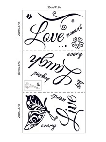 Nhãn dán tường đồ họa khẩu hiệu, Decal dán tường nghệ thuật tự dính PVC đen cho gia đình - màu đen - Xem 5