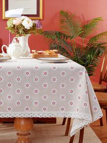 1入組花卉圖案桌布 - 米色 - 查看 4