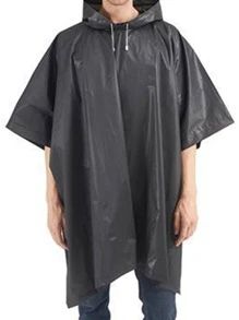 1pc EVA Raincoat, Minimalist Solid Waterproof Rain Cape For Home - Black - View 4