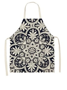 1入組花卉圖案復古創意圍裙適用於家用的 - 彩色 - 查看 1