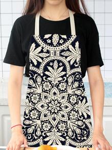 1入組花卉圖案復古創意圍裙適用於家用的 - 彩色 - 查看 3