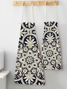 1入組花卉圖案復古創意圍裙適用於家用的 - 彩色 - 查看 2