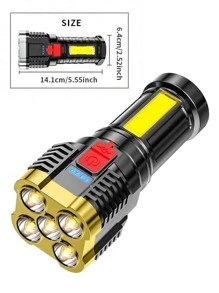 1入組塑膠LED大功率戶外可充電防水步行手電筒 - 白色 - 查看 2