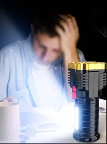 1入組塑膠LED大功率戶外可充電防水步行手電筒 - 白色 - 查看 3