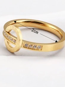 水鑽裝飾圓環 - 金黃色 - 查看 3