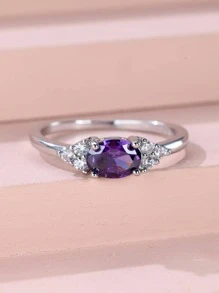 Nhẫn Trang Trí Đá Cubic Zirconia - Màu tím - Xem 5