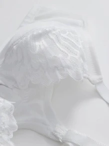 大尺碼車背式蕾絲十字前扣包層有臂底托帶文胸 - 白色 - 查看 6