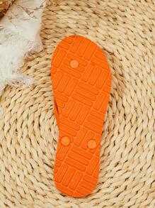 Women Minimalist Flip Flops, Funky Orange PVC Flip-Flops - Orange - View 6