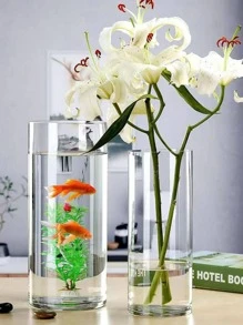 1pc Clear Flower Vase Without Rope,Home Decor,Flower Vase,Centerpiece,Table Decor Room Decor Glass Vase - Clear - View 4