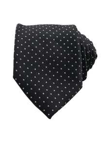 Men Polka Dot Pattern Tie Casual - Black and White - View 2