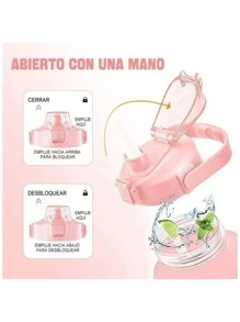 Motivational Water Bottle 2 Liter With Time Marker - Pink - View 2