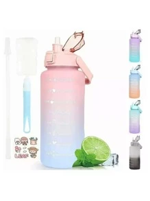 Motivational Water Bottle 2 Liter With Time Marker - Pink - View 1