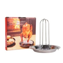 Non-stick Stainless Steel Chicken Rotisserie For Camping - Silver - View 1