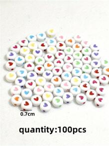 4x7毫米 100颗彩色扁平圆形爱心亚克力珠散珠，适用于珠宝制作DIY手工配件 - 彩色 - 查看 3