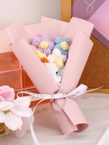 1pc Small Artificial Flower Bouquet, Pink Knitting Flower Bundle, For Gift - Pink - View 6