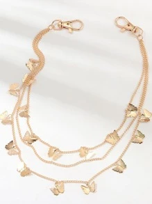 1入組女性蝴蝶墜飾多層褲鏈適用於裝飾用品 - 金色 - 查看 2