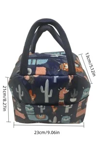 Alpaca Print Insulated Lunch Bag - Navy Blue - View 2