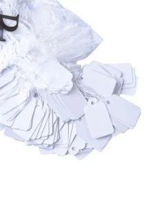 500pcs白色矩形珠寶價格標籤物品價格標籤帶有線價格紙展示商品標籤23x13毫米