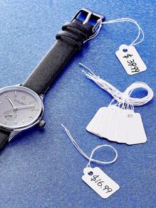 500pcs白色矩形珠寶價格標籤物品價格標籤帶有線價格紙展示商品標籤23x13毫米