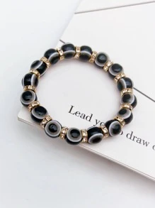 水鑽裝飾串珠手鏈 - 咖啡棕 - 查看 1