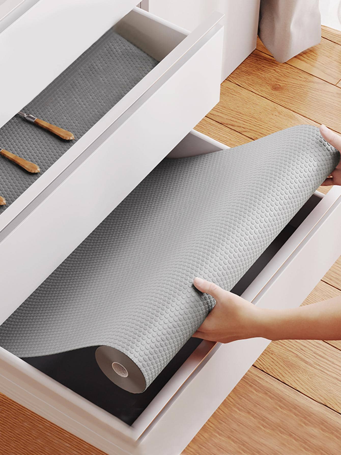 1 件装防水 EVA 抽屉垫，简约灰色防滑橱柜垫，适用于家居、春夏精选、伴娘礼物、房间、卧室装饰、海滩、旅行、男女皆宜、度假、可爱小物 - 灰色 - 查看 1