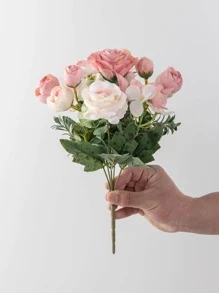 1PC/3PCS 人造牡丹、玫瑰花束、花蕾、绣球花束情人节绣球、杂花、生日派对、聚会、婚礼花篮、新娘手捧花、家居装饰、餐厅、卧室、窗台、花瓶装饰、情人节新年装饰、户外花园、开学季 - 粉色 - 查看 5