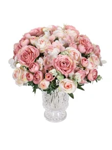 1PC/3PCS 人造牡丹、玫瑰花束、花蕾、绣球花束情人节绣球、杂花、生日派对、聚会、婚礼花篮、新娘手捧花、家居装饰、餐厅、卧室、窗台、花瓶装饰、情人节新年装饰、户外花园、开学季 - 粉色 - 查看 1