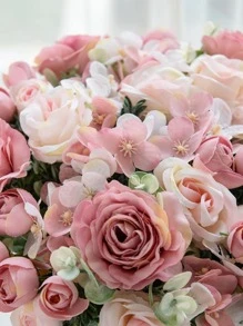 1PC/3PCS 人造牡丹、玫瑰花束、花蕾、绣球花束情人节绣球、杂花、生日派对、聚会、婚礼花篮、新娘手捧花、家居装饰、餐厅、卧室、窗台、花瓶装饰、情人节新年装饰、户外花园、开学季 - 粉色 - 查看 3