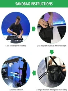 Backdrop Stand - 10ft x 7ft Adjustable Photoshoot Backdrop - Photo Backdrop Stand for Parties - Backdrop Includes Travel Bag, Sand Bags, Clamps - Photo Video Studio - 黑色 - 查看 8