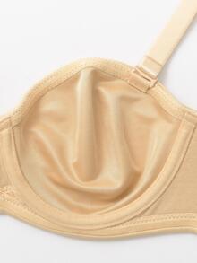 Plus Size Solid Bra With Detachable Straps - Apricot - View 9