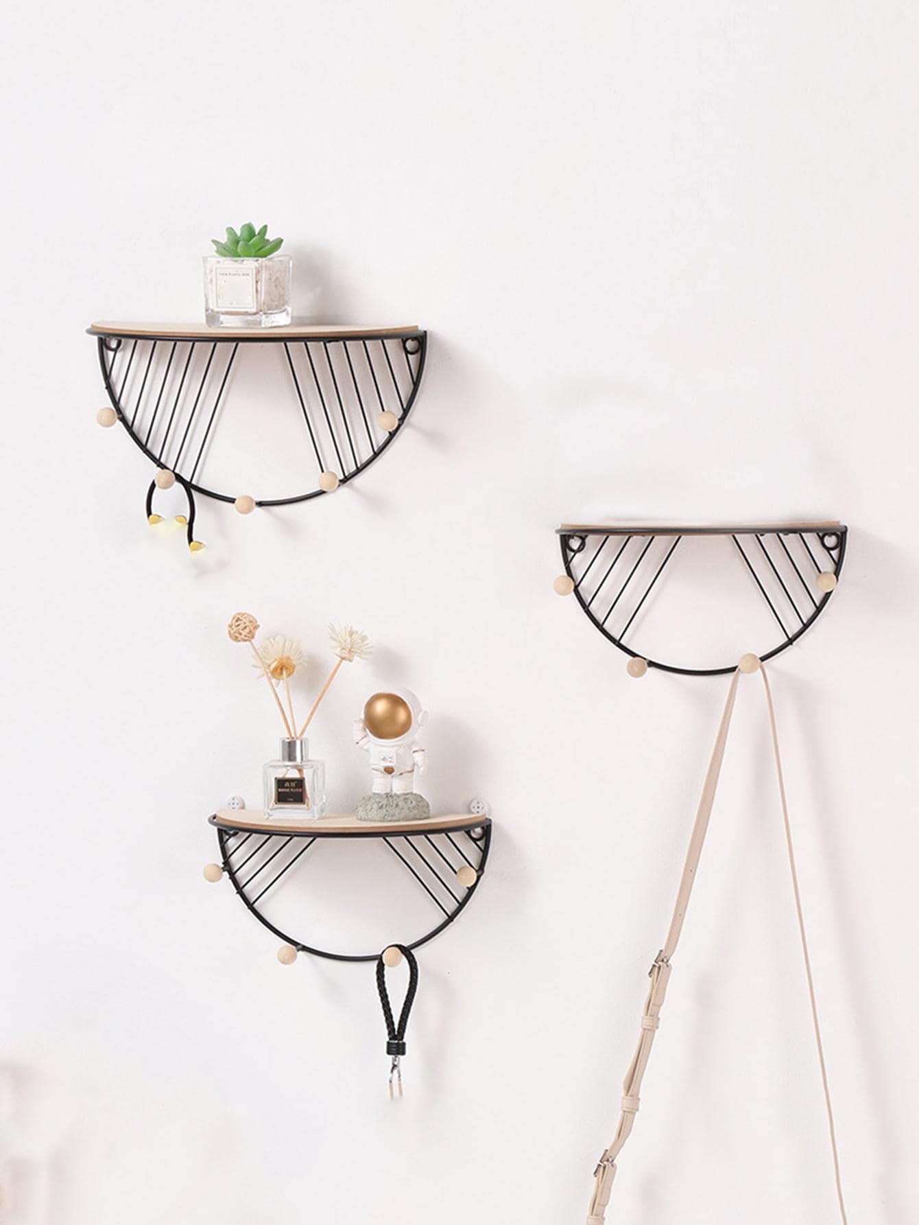 1入組半圓形設計掛飾 - 黑色 - 查看 1