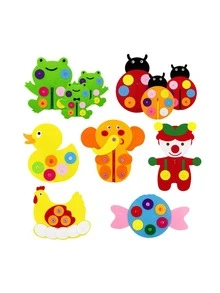 1 pieza con diseño de mariposa fieltro material con diseño de dibujos animados con diseño de botón educación niños Juego Juguete para DIY - Rojo - Ver 2