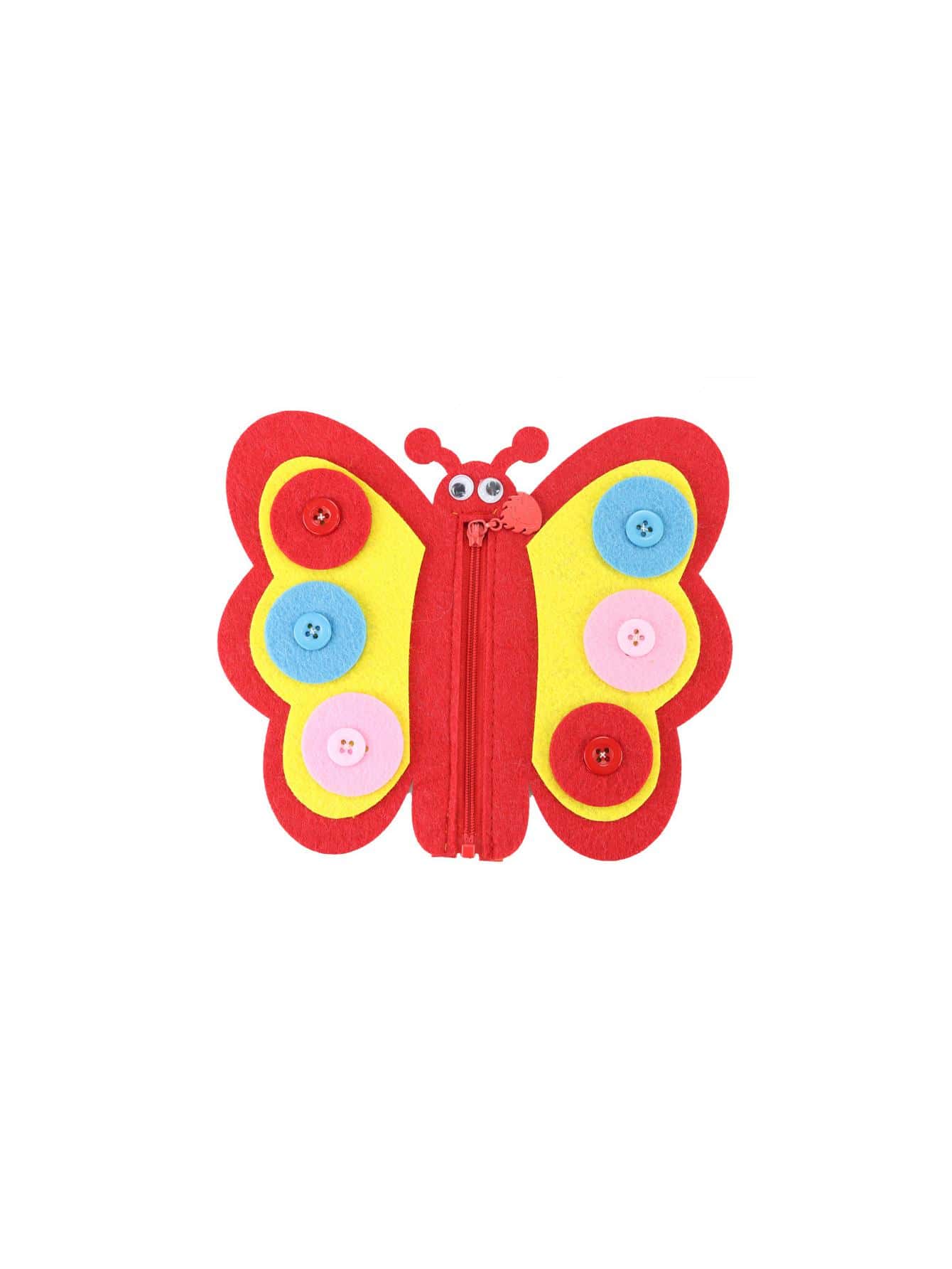1 pieza con diseño de mariposa fieltro material con diseño de dibujos animados con diseño de botón educación niños Juego Juguete para DIY - Rojo - Ver 1