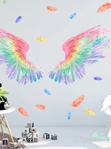 1入組彩色翅膀圖案牆PVC自粘掛畫 - 彩色 - 查看 6