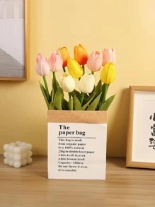 6入組人造鬱金香北歐風橘色假花適用於家庭裝飾 - 橘色 - 查看 3