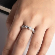 ANU JEWEL Anillo De Banda De Moissanite De 3,5 Mm, Anillos De Plata Esterlina 925, Joyería Nupcial De Compromiso De Bodas