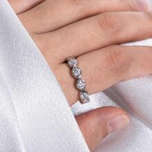 ANU JEWEL Anillo De Banda De Moissanite De 3,5 Mm, Anillos De Plata Esterlina 925, Joyería Nupcial De Compromiso De Bodas