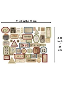 Back To School 47pcs Letter Graphic Sticker, Retro Paper Sticker, For DIY Scrapbooking