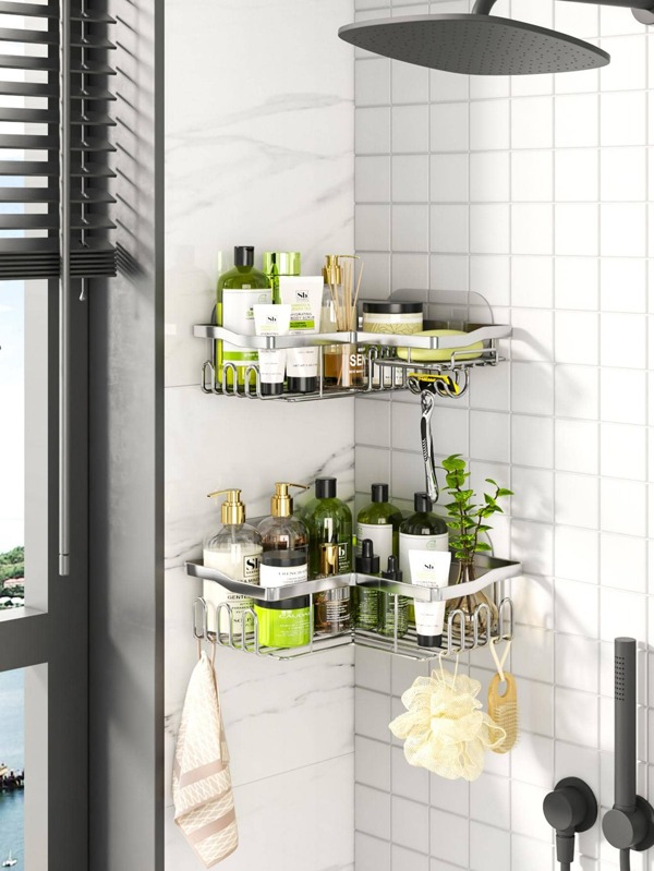 HapiRm Corner Shower Caddy with Shampoo Holder, Shower Organizer Shower