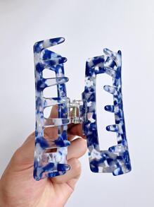 1入組女性圖案矩形休閒髮爪適用於日常生活 - 藍色 - 查看 7