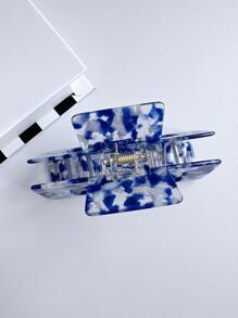 1入組女性圖案矩形休閒髮爪適用於日常生活 - 藍色 - 查看 6