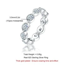 ANU JEWEL Anillo De Banda De Moissanite De 3,5 Mm, Anillos De Plata Esterlina 925, Joyería Nupcial De Compromiso De Bodas