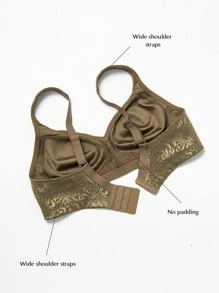Wingslove Plus Jacquard Wireless Minimizer Bralet - Khaki - View 8